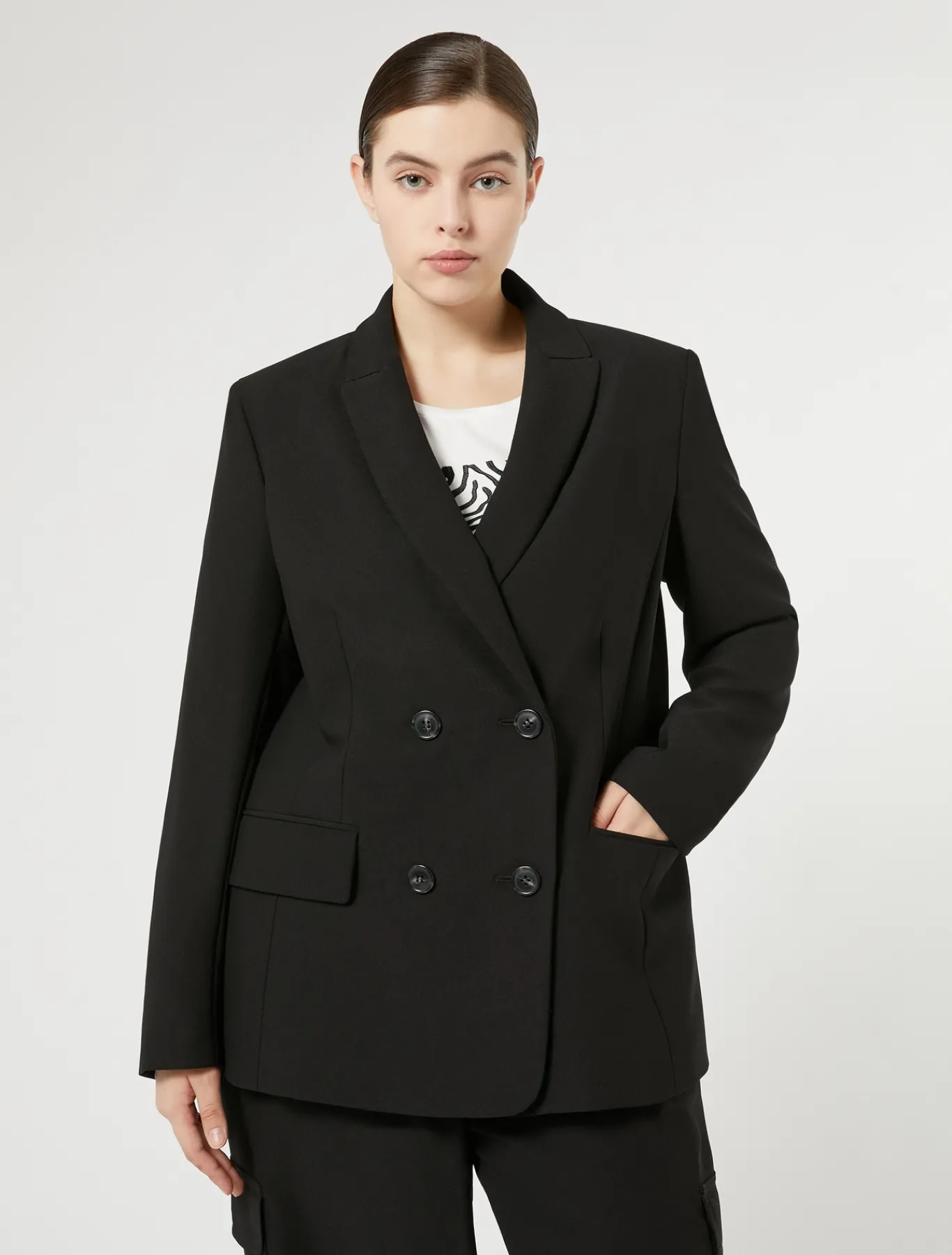 Marina Rinaldi Blazer en crêpe envers satin NOIR New