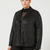 Marina Rinaldi Blazer en tissu technique et paillettes NOIR Online