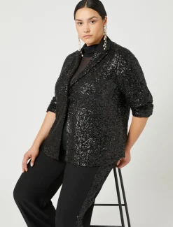 Marina Rinaldi Blazer en tissu technique et paillettes NOIR Online