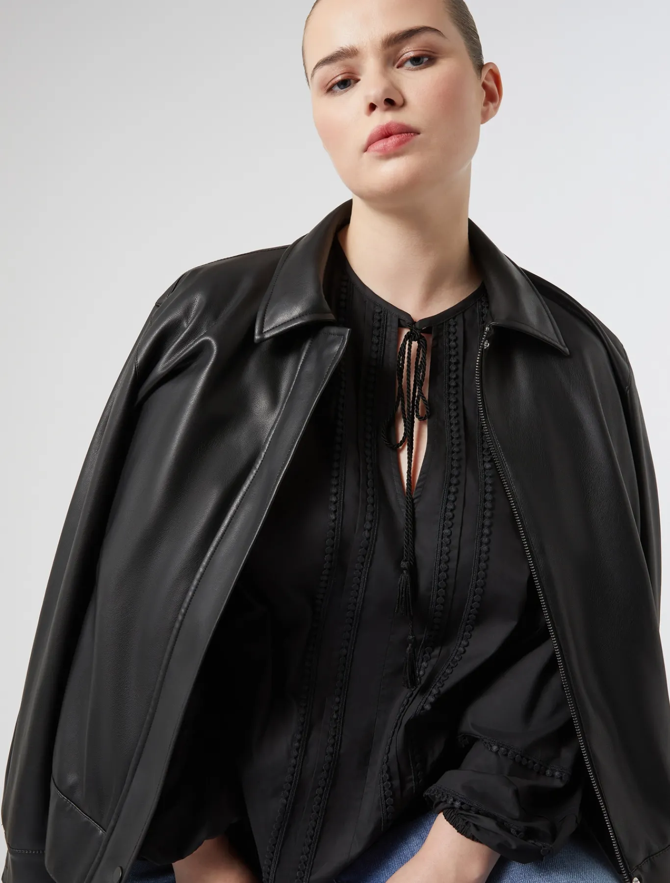 Marina Rinaldi Blouson bomber en jersey NOIR New