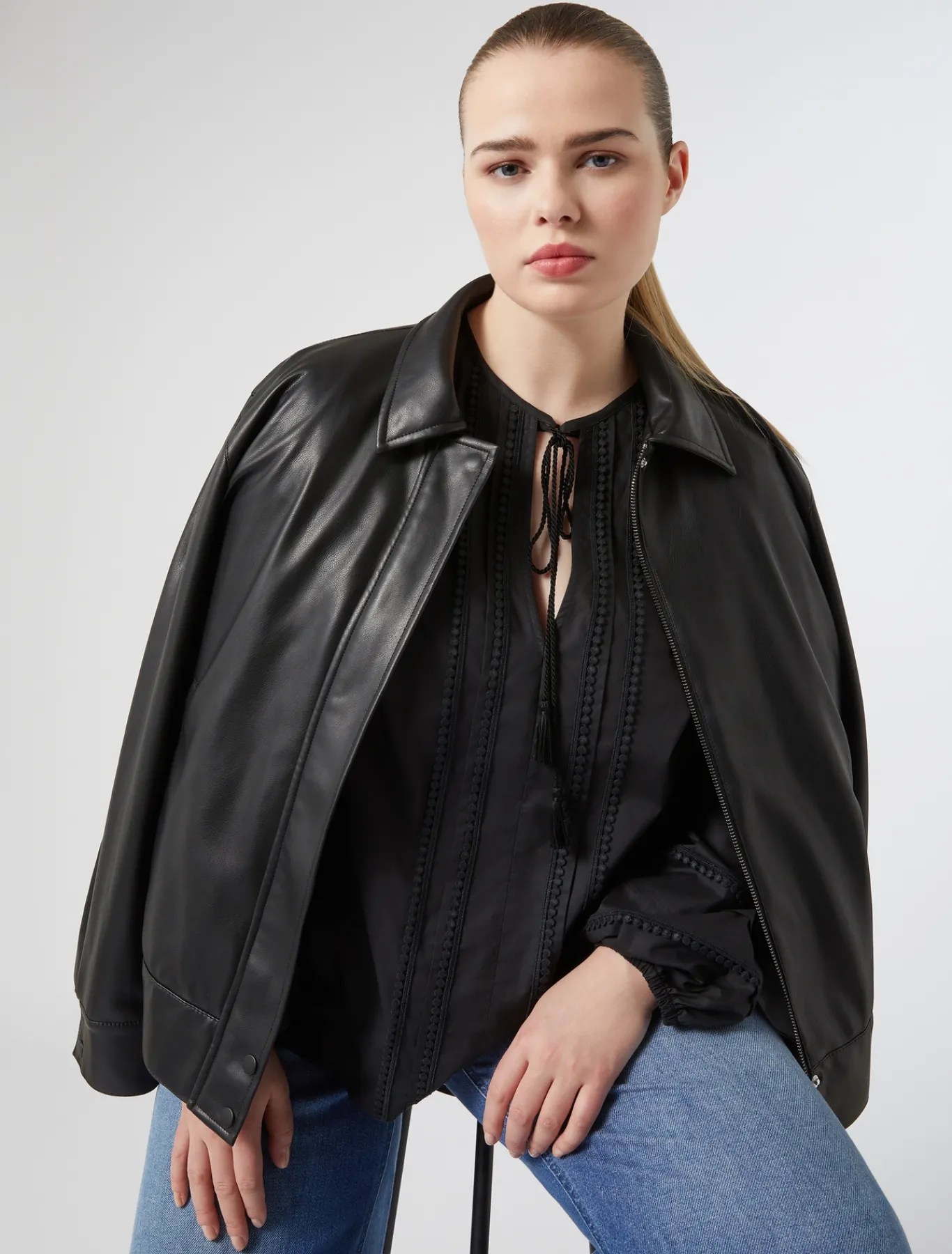 Marina Rinaldi Blouson bomber en jersey NOIR New