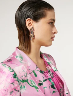 Marina Rinaldi Boucles d’oreilles pendantes avec cabochons ROSE New