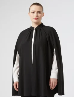 Marina Rinaldi Cape en crêpe envers satin NOIR Online