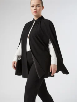 Marina Rinaldi Cape en crêpe envers satin NOIR Online