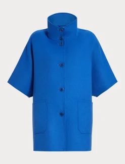 Marina Rinaldi Cape en laine double mélangée BLEU Sale