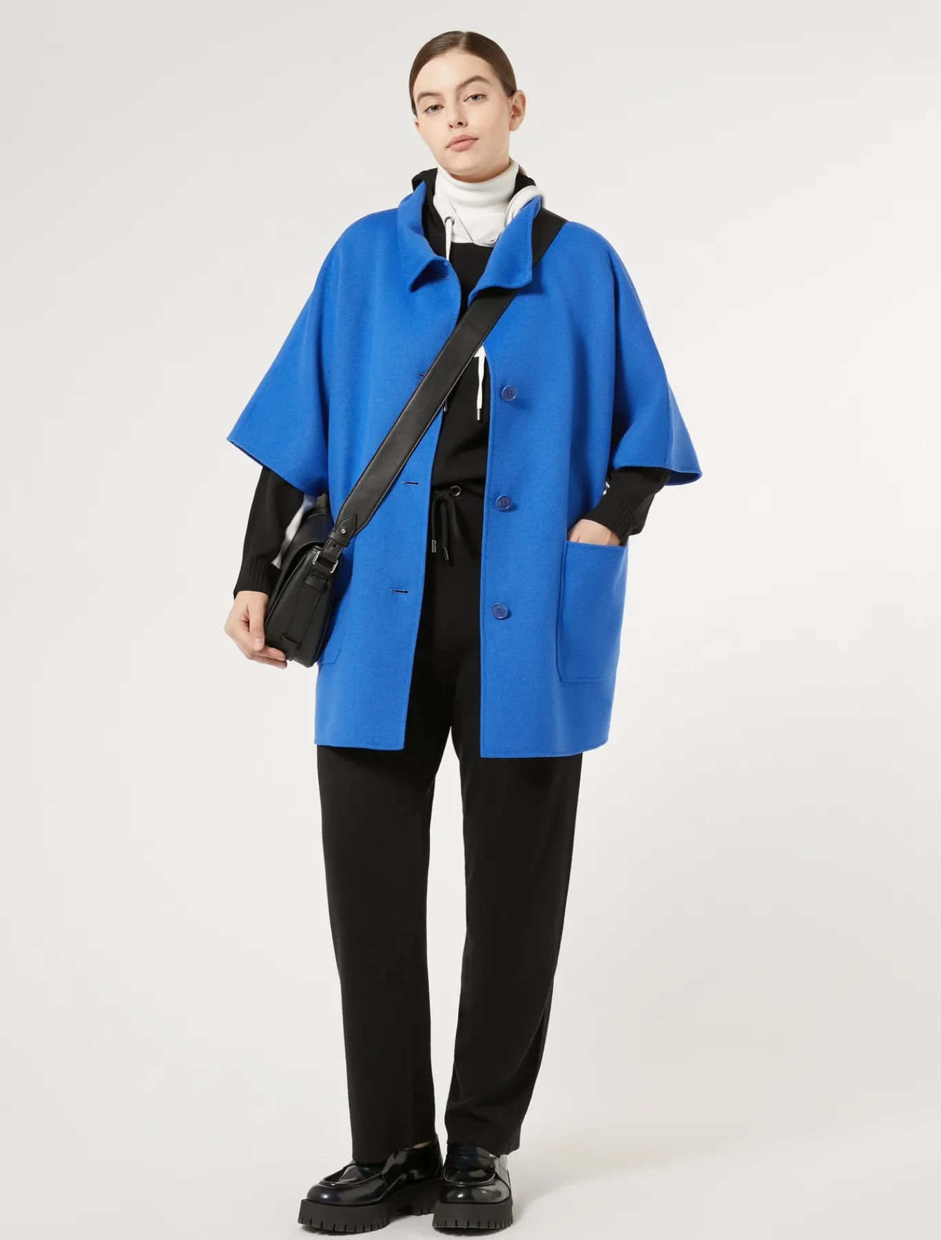 Marina Rinaldi Cape en laine double mélangée BLEU Sale