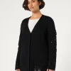 Marina Rinaldi Cardigan en coton avec broderies NOIR Discount