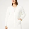 Marina Rinaldi Cardigan en coton avec broderies BLANCNEUTRE Sale