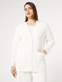 Marina Rinaldi Cardigan en coton avec broderies BLANCNEUTRE Sale