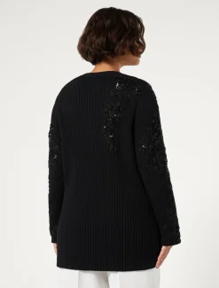 Marina Rinaldi Cardigan en coton avec broderies NOIR Discount