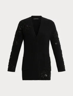 Marina Rinaldi Cardigan en coton avec broderies NOIR Discount