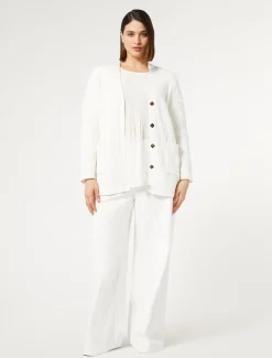 Marina Rinaldi Cardigan en coton avec broderies BLANCNEUTRE Sale