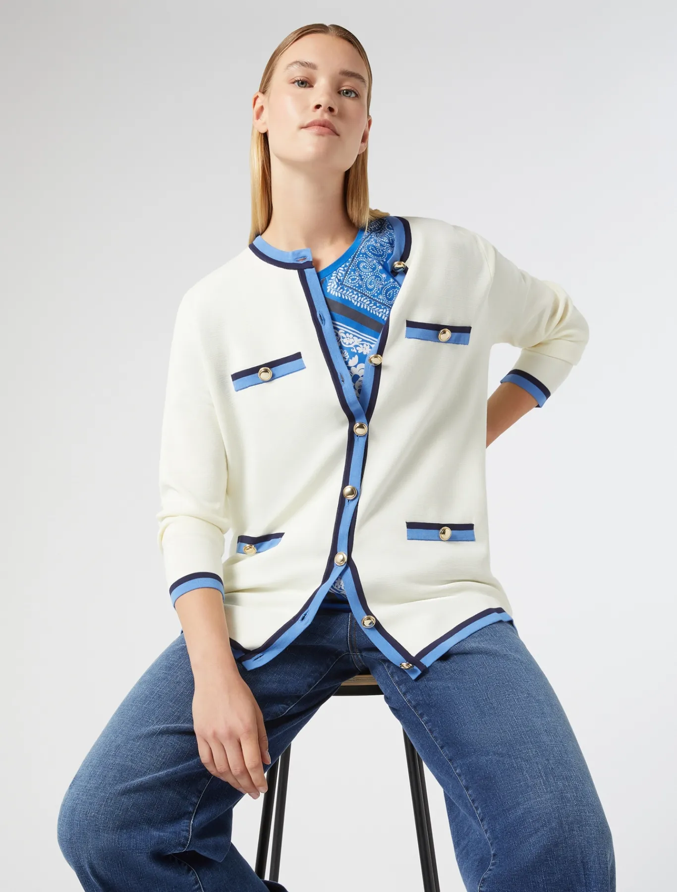 Marina Rinaldi Cardigan en coton modal IVOIRE Fashion