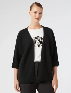 Marina Rinaldi Cardigan en crêpe de coton NOIR Outlet