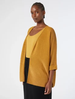 Marina Rinaldi Cardigan en crêpe de coton MOUTARDE New