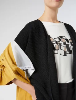 Marina Rinaldi Cardigan en crêpe de coton NOIR Outlet