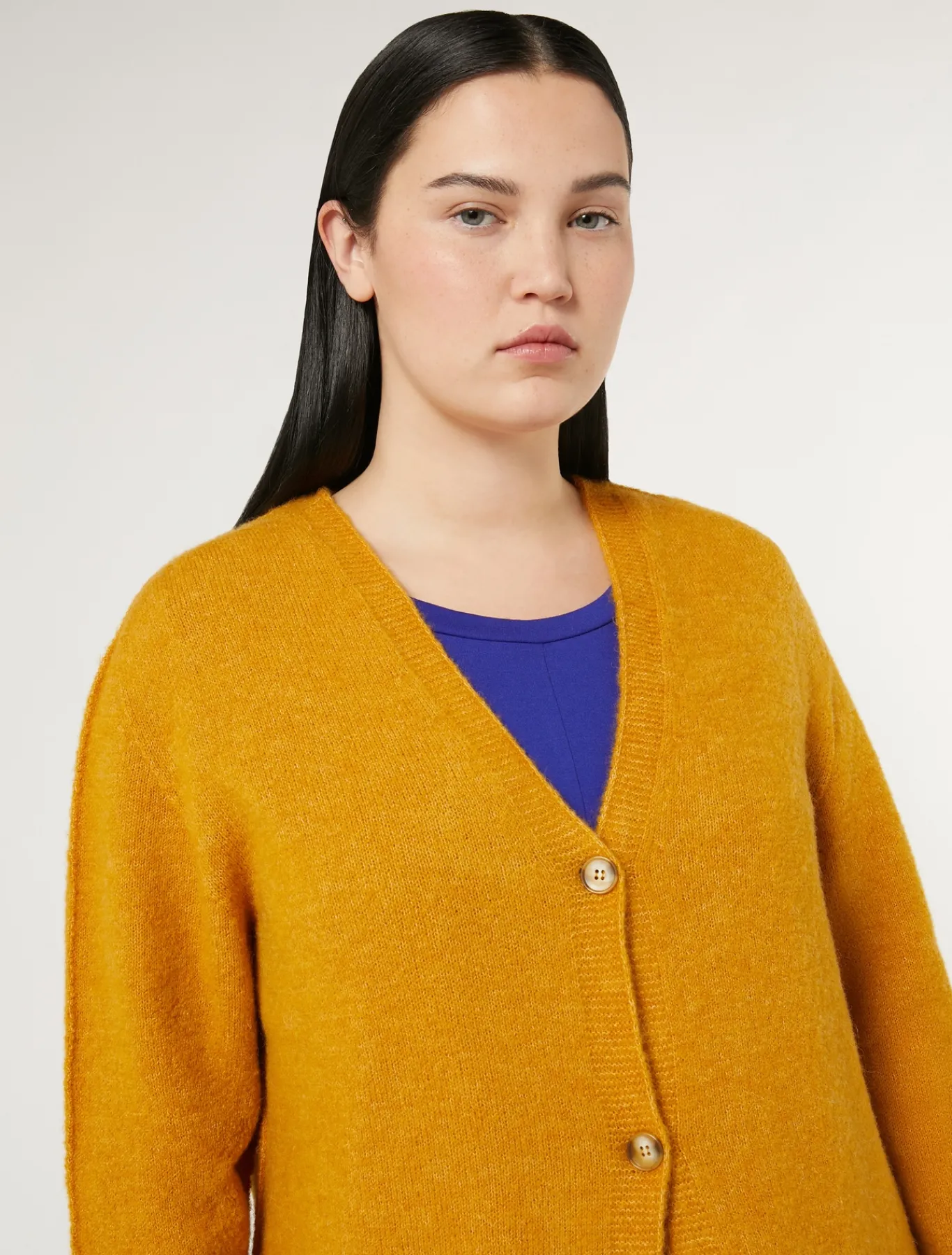 Marina Rinaldi Cardigan en laine doule MOUTARDE Best