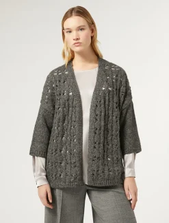 Marina Rinaldi Cardigan en laine et lurex GRISFONCE Clearance