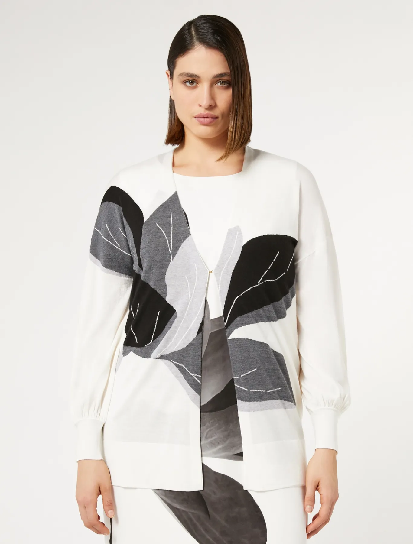 Marina Rinaldi Cardigan en laine et soie mélangées BLANC Outlet