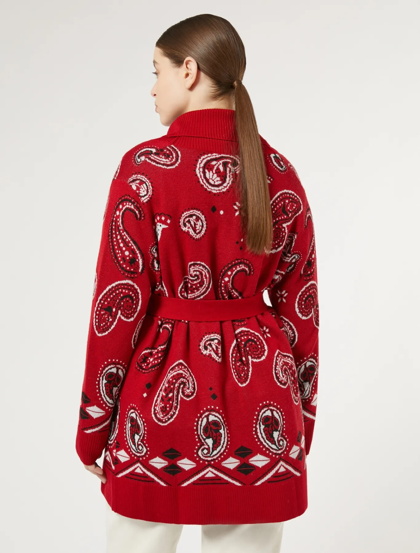 Marina Rinaldi Cardigan en laine jacquard mélangée ROUGE Discount