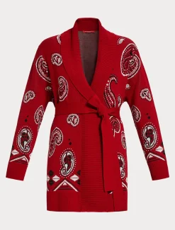 Marina Rinaldi Cardigan en laine jacquard mélangée ROUGE Discount