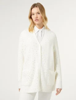 Marina Rinaldi Cardigan en laine mélangée avec strass BLANC Hot