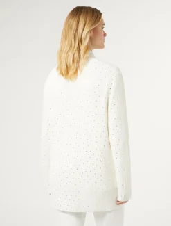 Marina Rinaldi Cardigan en laine mélangée avec strass BLANC Hot