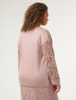 Marina Rinaldi Cardigan en maille avec broderie POUDRE Clearance