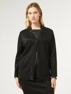 Marina Rinaldi Cardigan en maille avec paillettes NOIR Sale