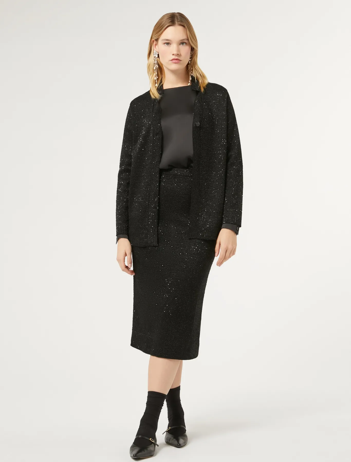 Marina Rinaldi Cardigan en maille avec paillettes NOIR Sale