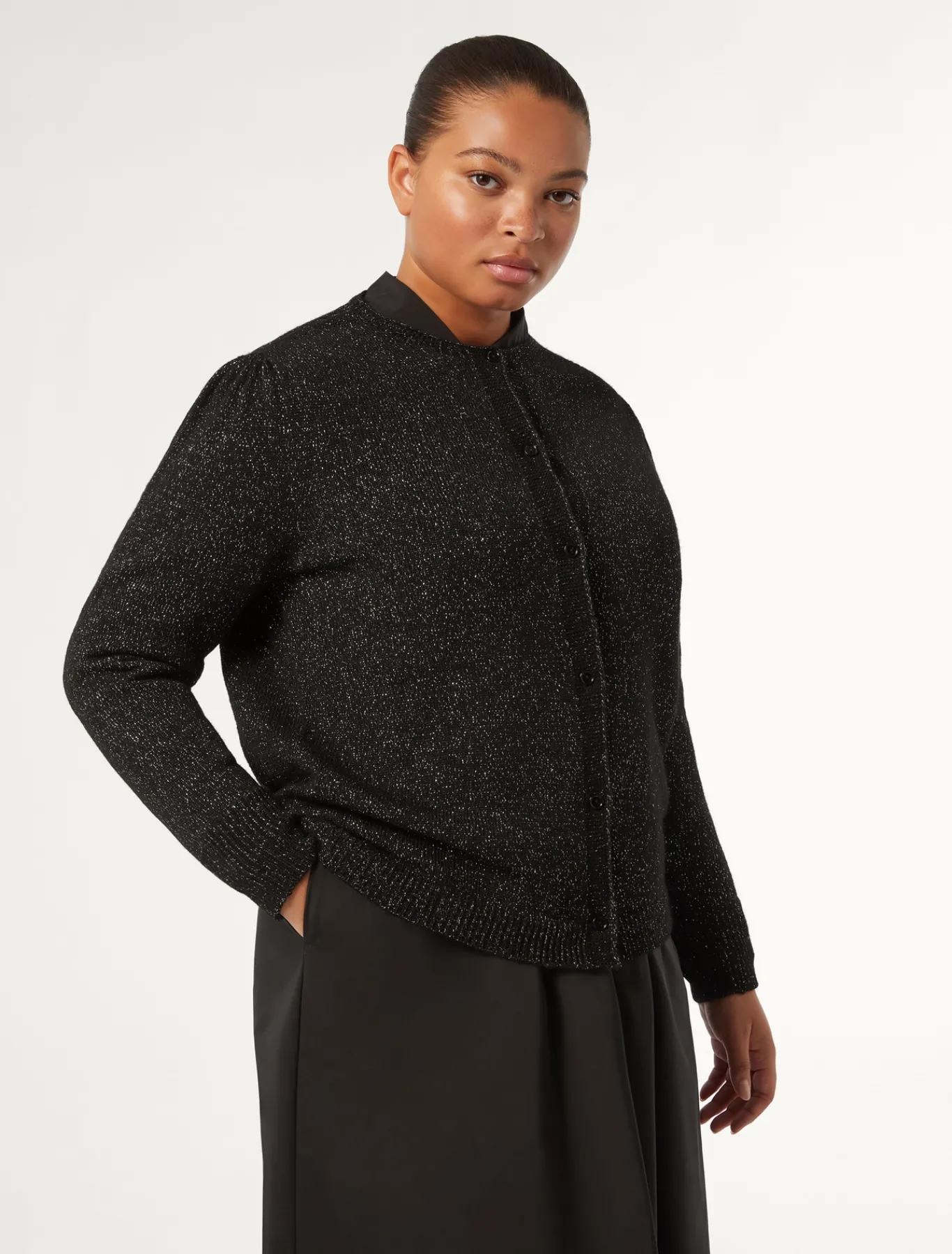Marina Rinaldi Cardigan en mélange de laine et lurex NOIR Clearance