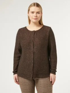 Marina Rinaldi Cardigan en mohair et paillettes MARRONFONCE Clearance