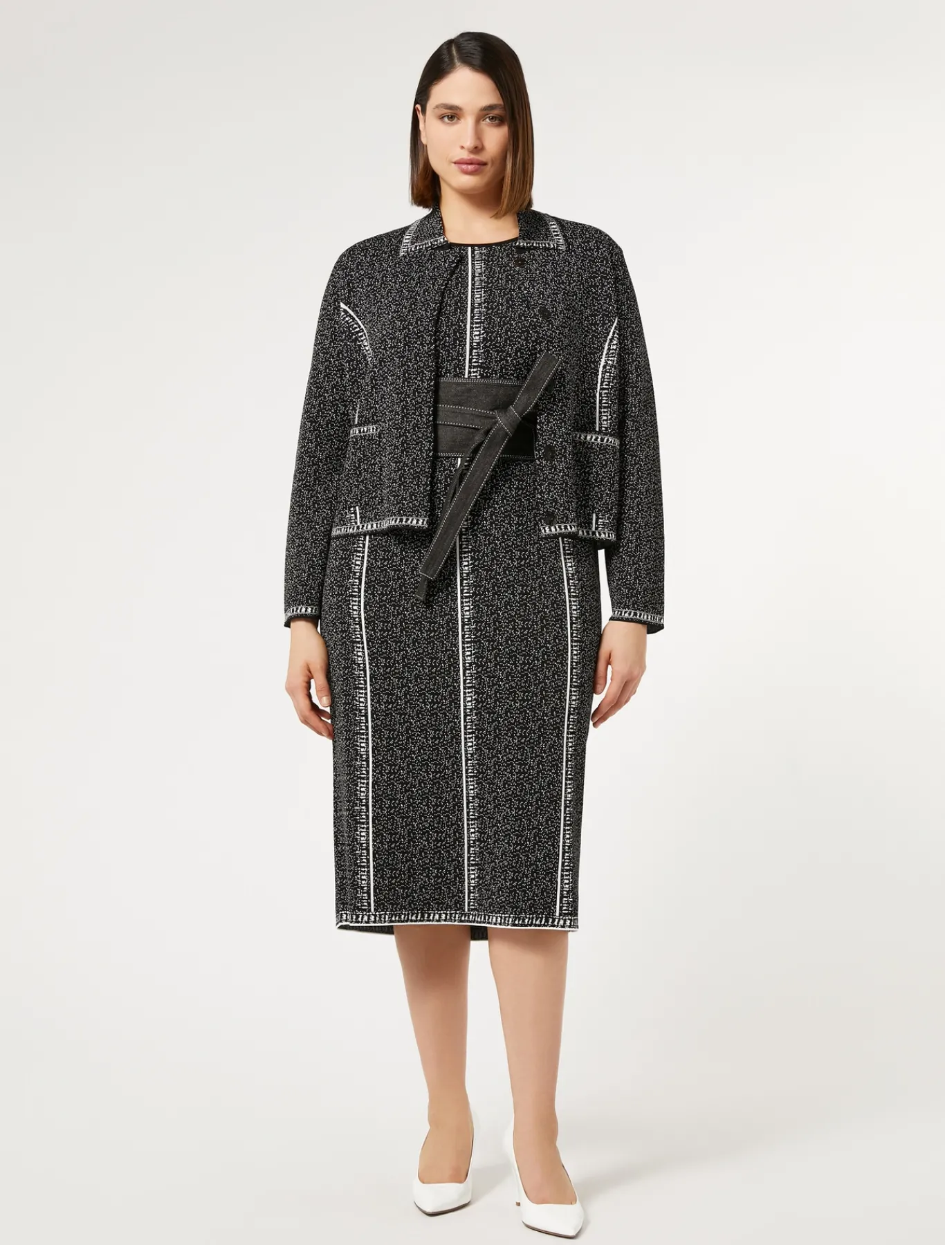 Marina Rinaldi Cardigan en viscose jacquard NOIRBLANC Hot