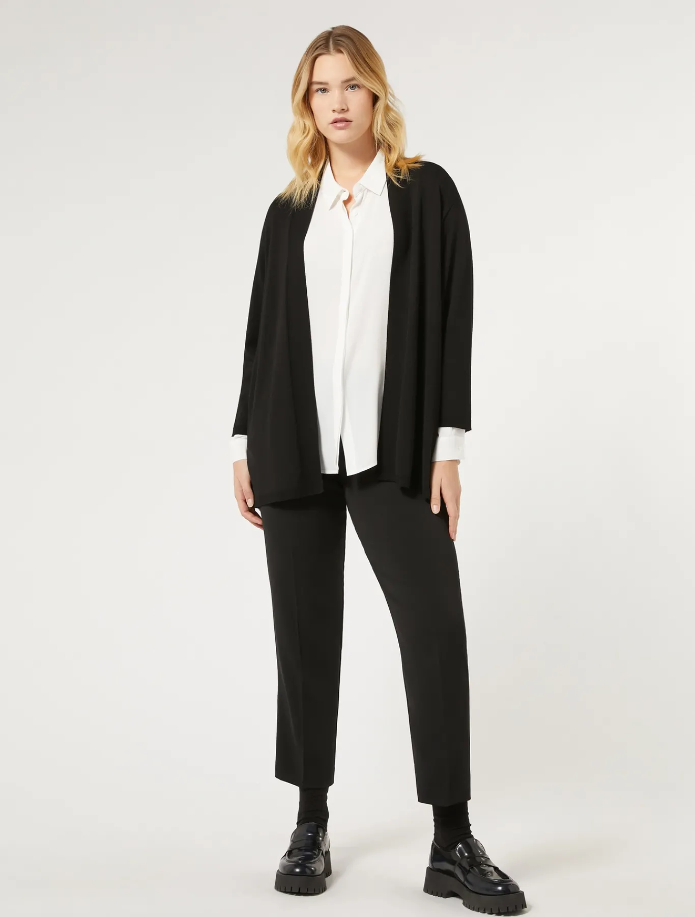 Marina Rinaldi Cardigan en viscose stretch crêpe NOIR Outlet