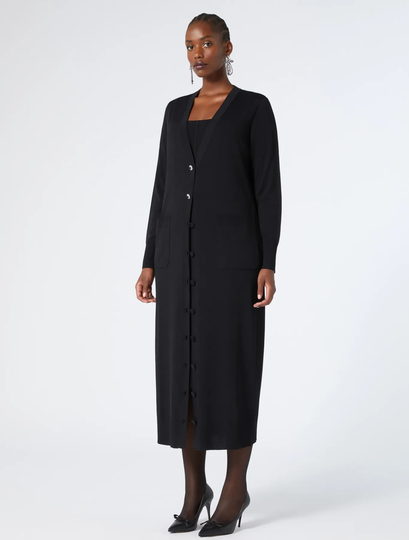 Marina Rinaldi Cardigan long en viscose NOIR Outlet