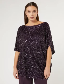 Marina Rinaldi Chemise à paillettes BORDEAUX Fashion