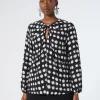 Marina Rinaldi Chemise en crêpe de Chine de soie NOIR New