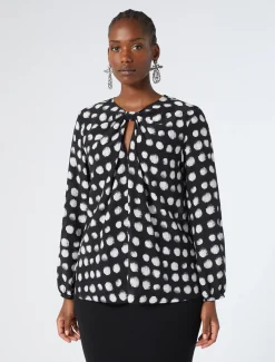 Marina Rinaldi Chemise en crêpe de Chine de soie NOIR New