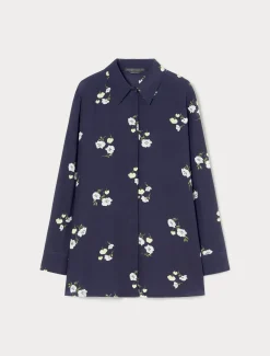 Marina Rinaldi Chemise en crêpe de Chine de soie BLEUNUIT Sale