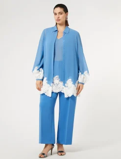 Marina Rinaldi Chemise en georgette et dentelle avec haut GRISBLEU Sale