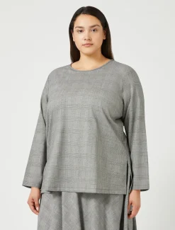 Marina Rinaldi Chemise en laine foulée NOIRBLANC Sale