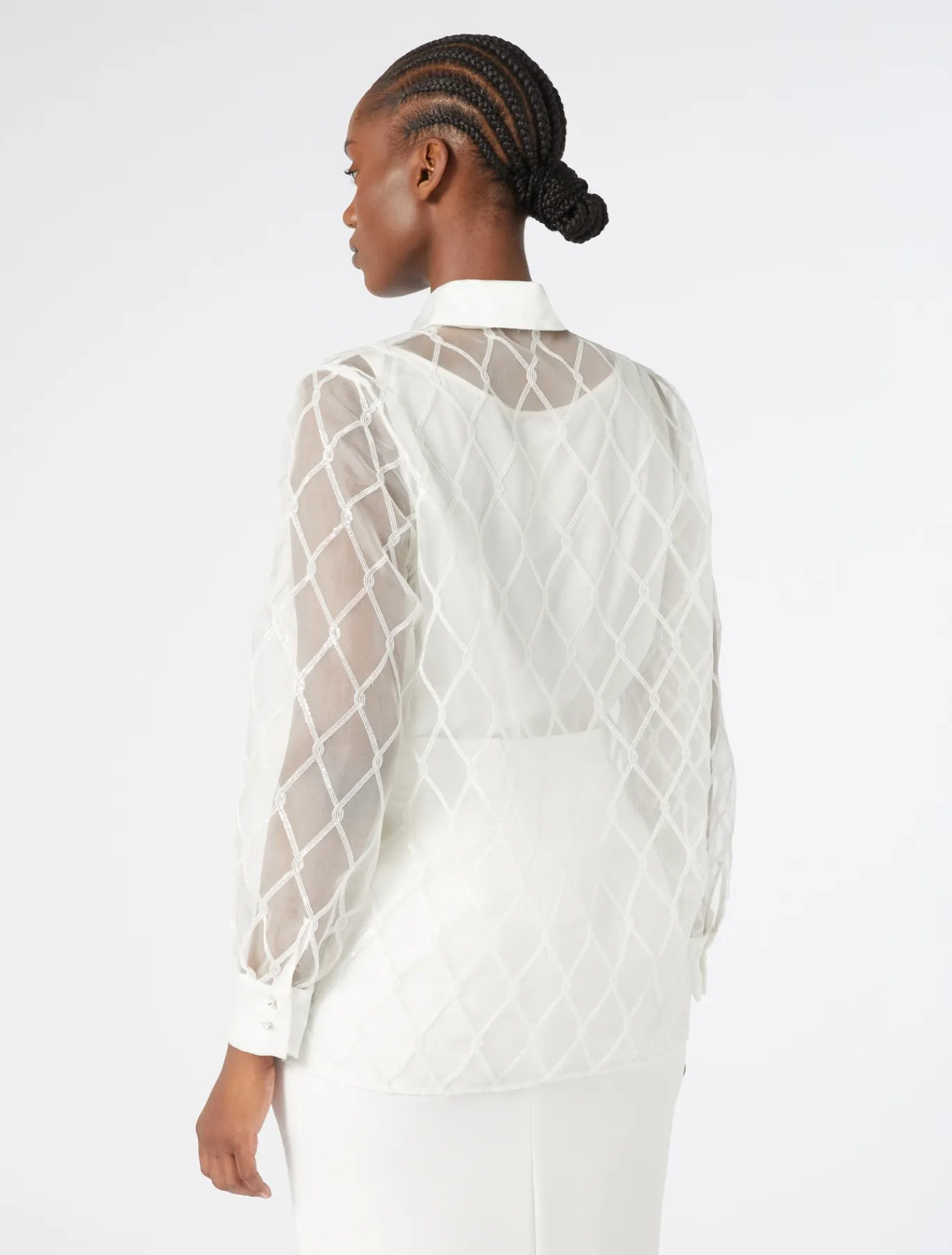 Marina Rinaldi Chemise en organza brodé BLANC Best
