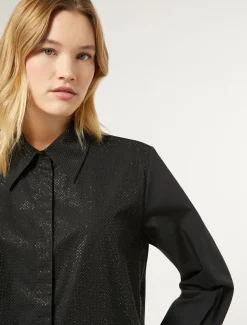 Marina Rinaldi Chemise en popeline avec strass NOIR Discount