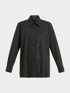 Marina Rinaldi Chemise en popeline avec strass NOIR Discount