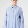 Marina Rinaldi Chemise en popeline de coton GRISBLEU Clearance