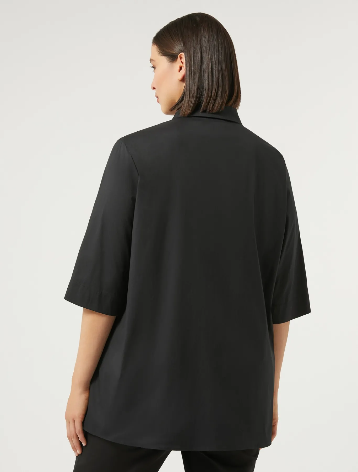 Marina Rinaldi Chemise en popeline de coton mélangé NOIR New