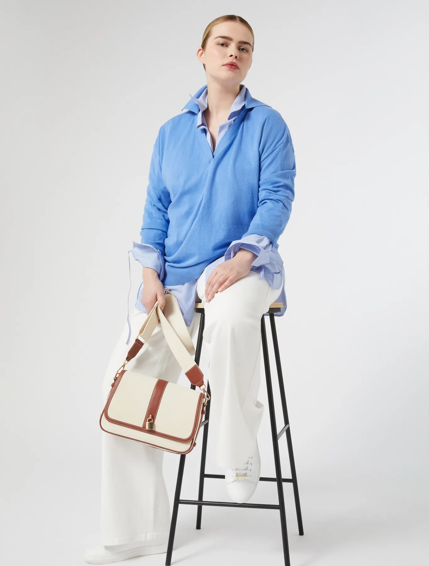 Marina Rinaldi Chemise en popeline de coton GRISBLEU Clearance