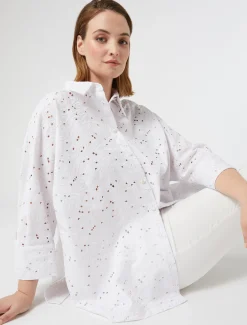 Marina Rinaldi Chemise en popeline et dentelle sangallo BLANC Fashion