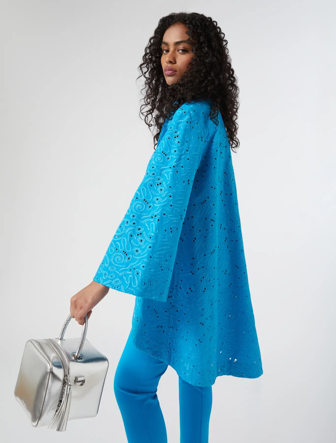 Marina Rinaldi Chemise en popeline et dentelle sangallo TURQUOISE Clearance