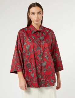 Marina Rinaldi Chemise en satin de coton ROUGE New